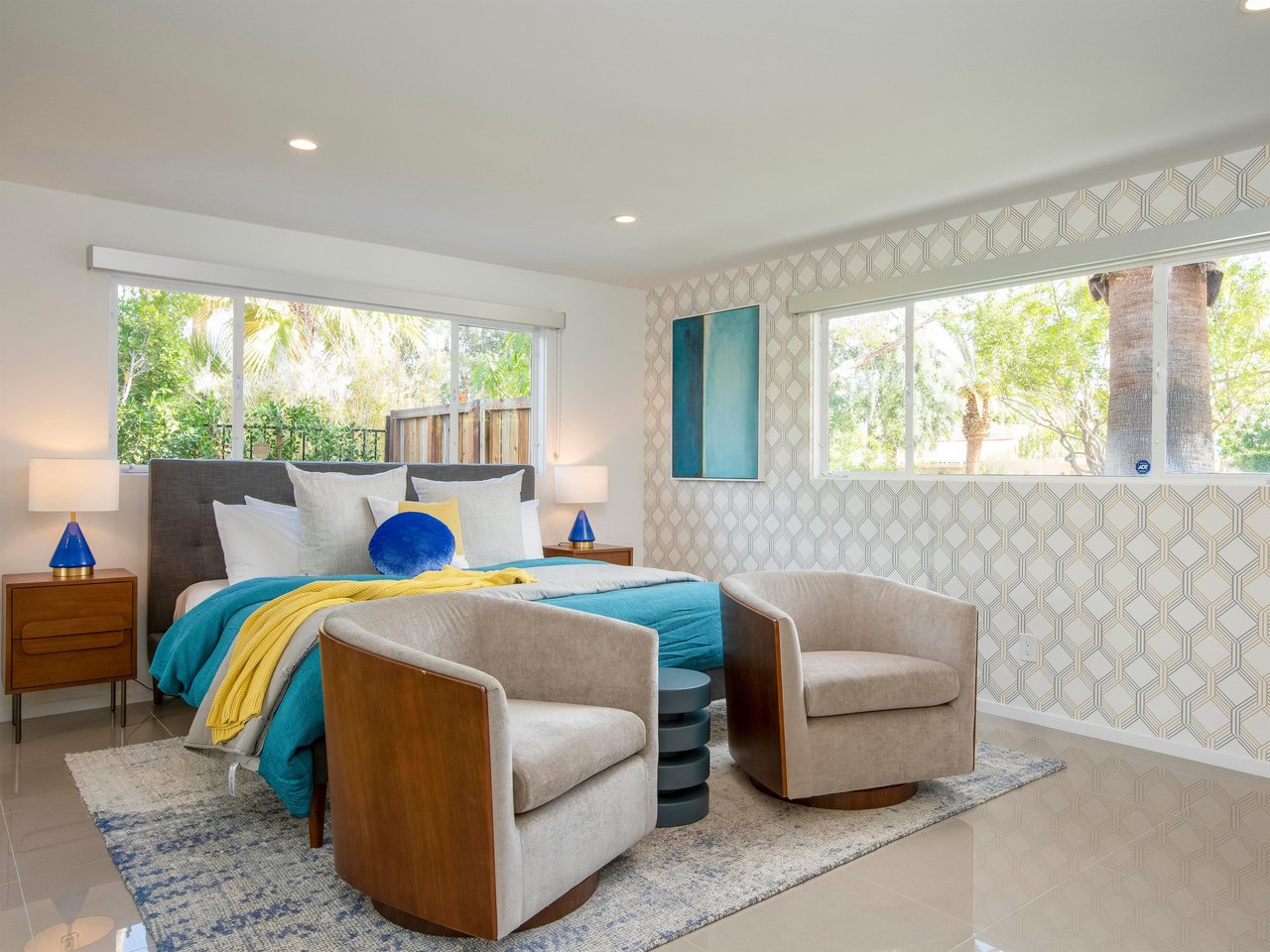 Charming bedroom with seating area