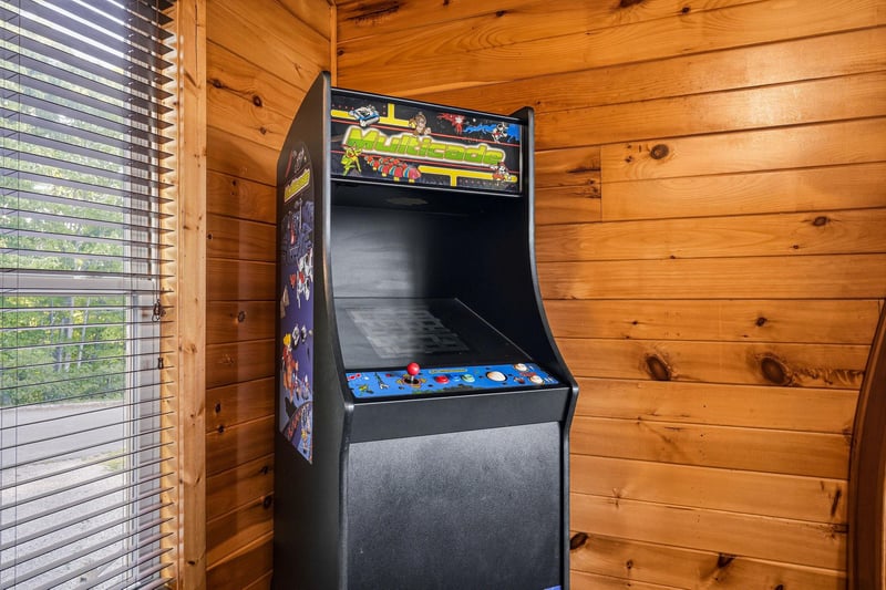 Challenge your friends to a classic arcade showdown with this vintage gaming console. Bring back nostalgic memories in your private retreat.