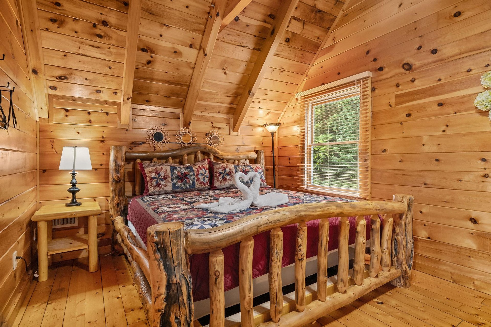 King bed beside window