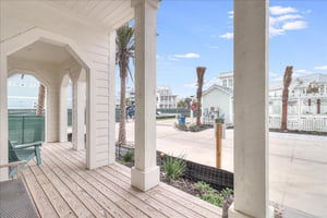 Wrap Around Porch Facing Neighborly Pool and Park