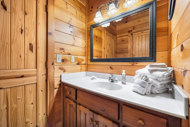 Bathroom at Alpine Sondance, a 2 bedroom cabin rental located in Pigeon Forge