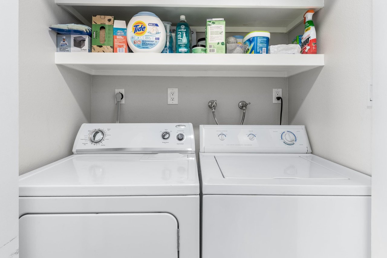 Washer and dryer for guest use.