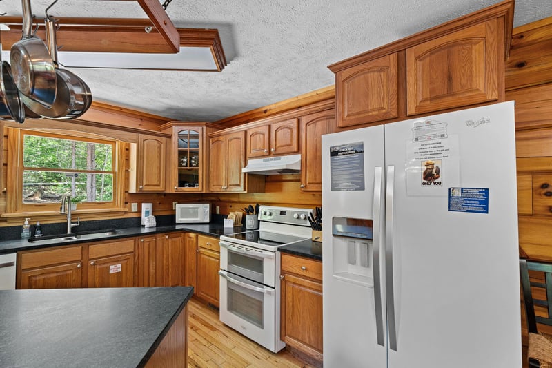 Wooden kitchen cabinets and appliances