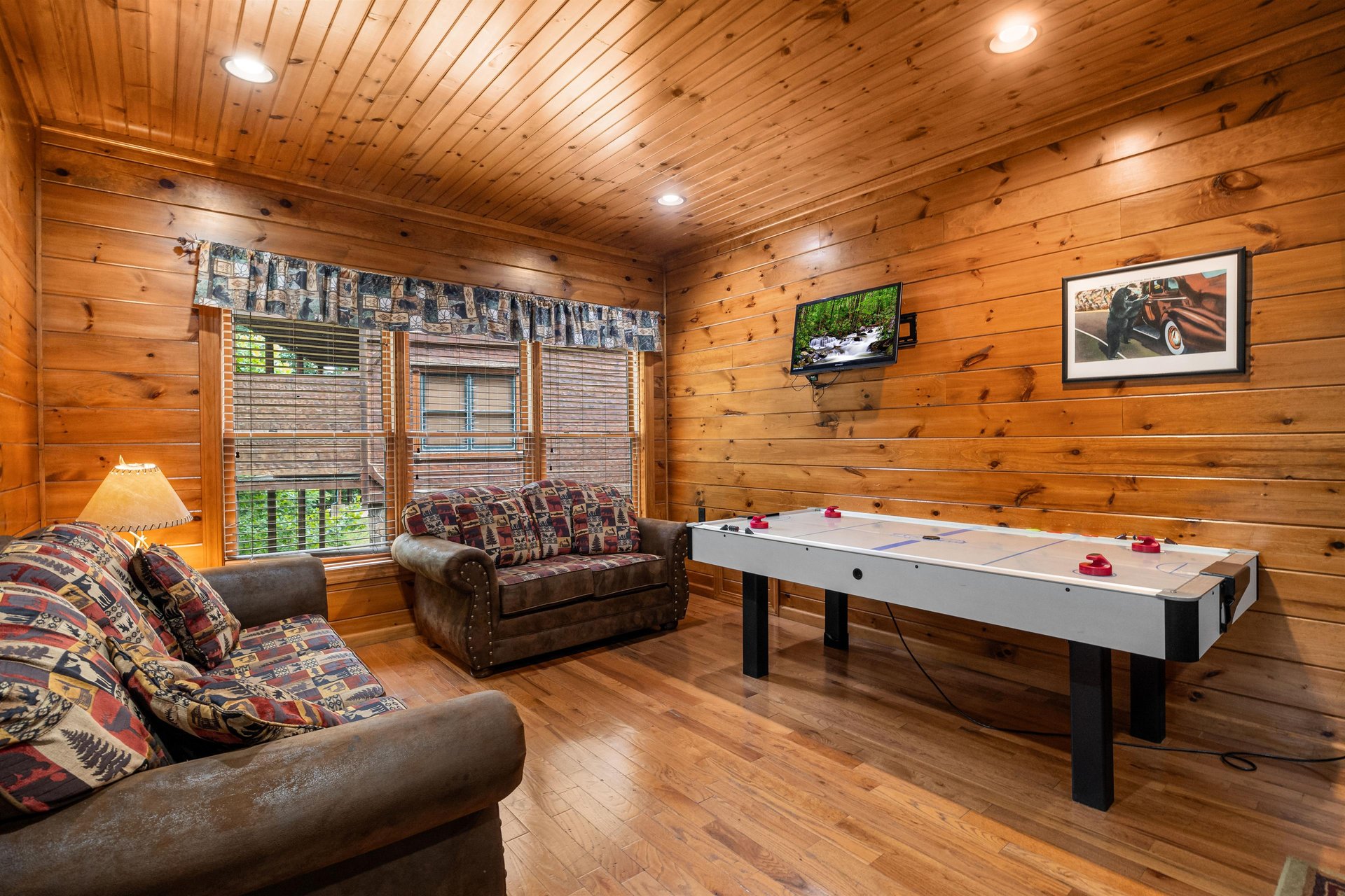 Air Hockey and TV Seating Area