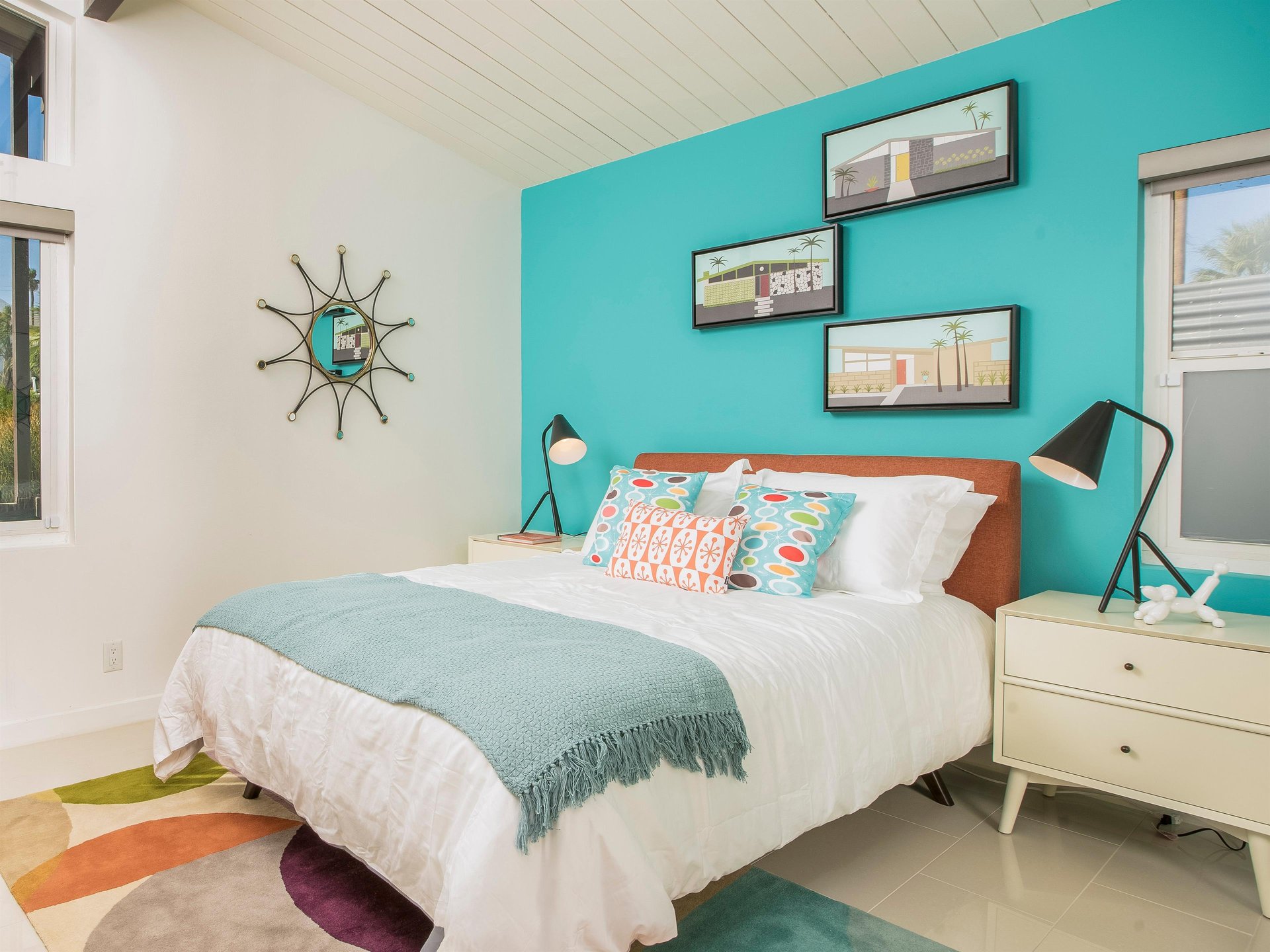 Wake up in the stylish bedroom