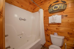 Bathroom with a tub and shower at Gone Fishin, a 2bedroom cabin rental located in Pigeon Forge