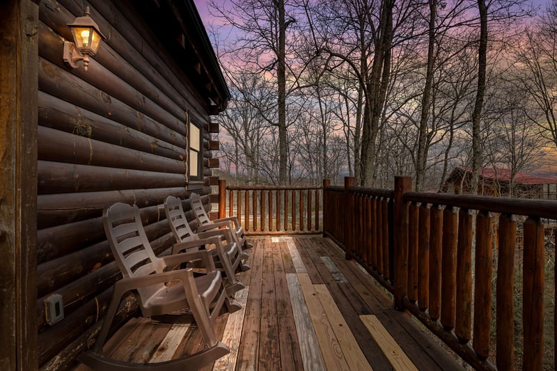 Deck rockers at Country Bears Getaway, a 3bedroom cabin rental located in Gatlinburg