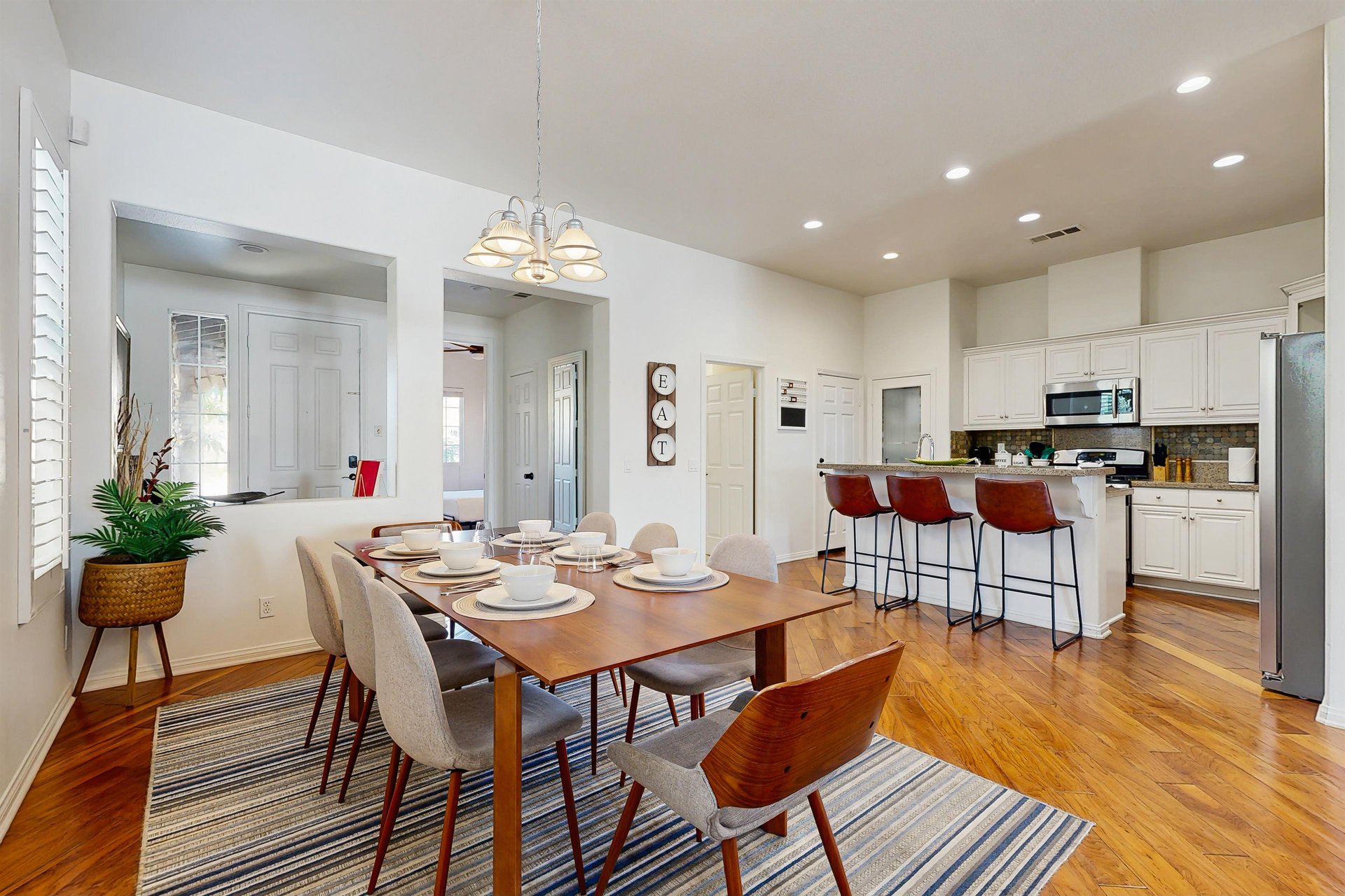 Dining and kitchen space.