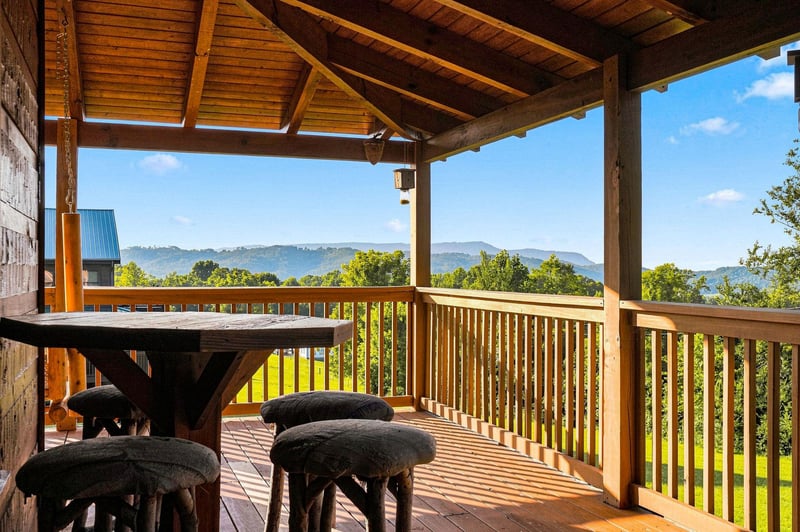 Step out onto your private covered deck and take in sweeping mountain vistas—perfect for morning coffee or evening relaxation surrounded by natures beauty.
