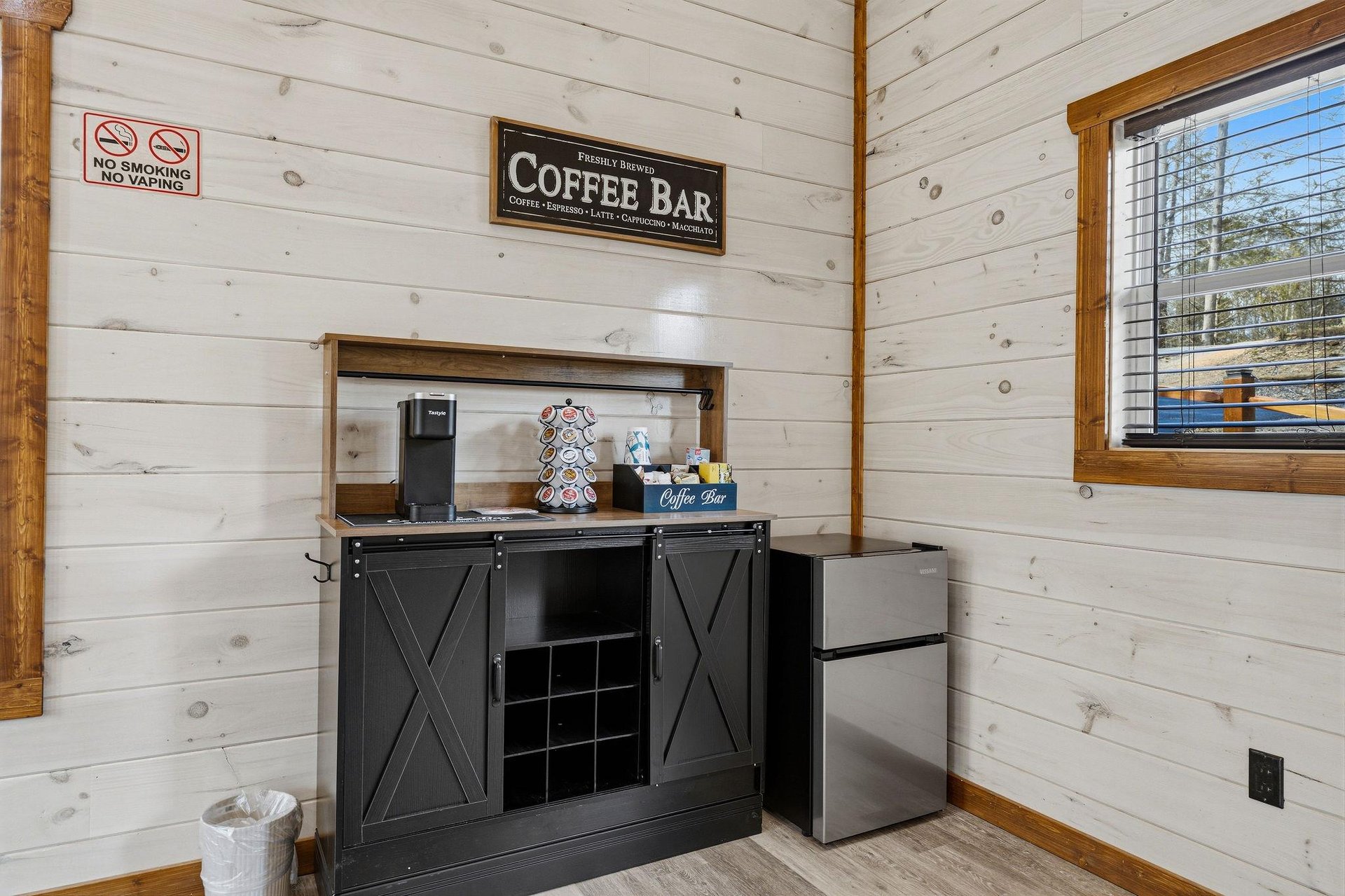 Start your morning right at your private coffee bar, complete with everything you need for the perfect cup.