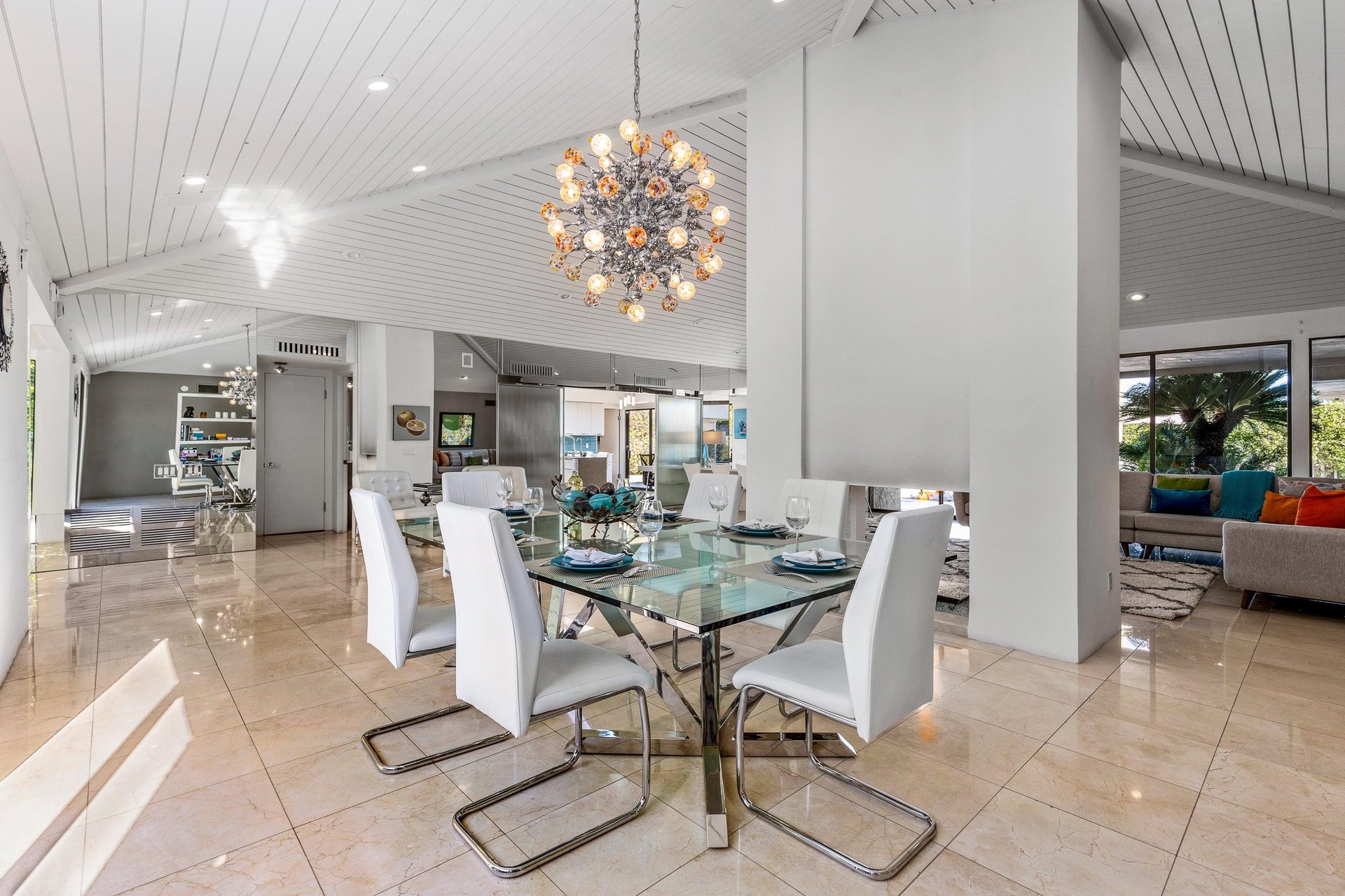 Dining table set for six