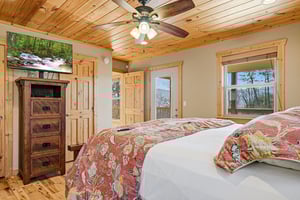 Wake up to mountain views through your window while staying cozy under rustic wood ceilings with elegant furnishings.