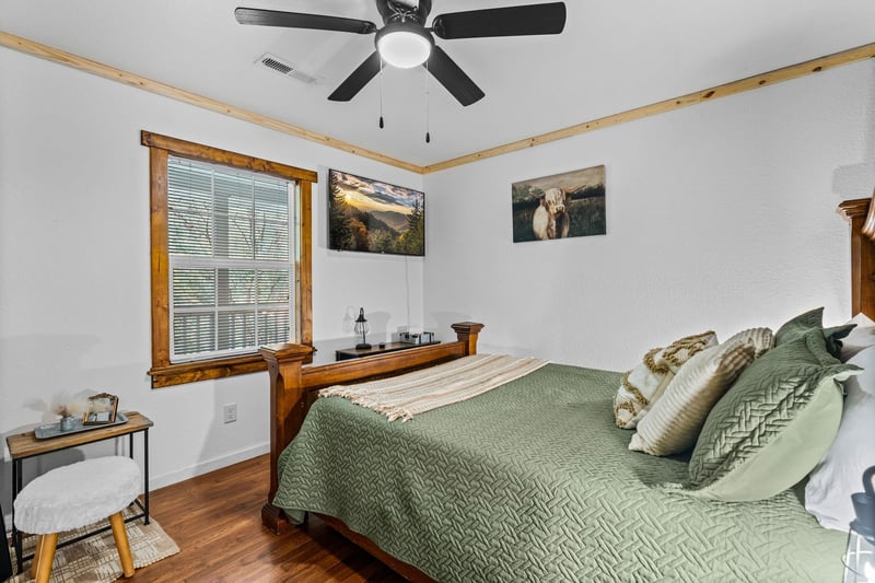 Queen bed with window