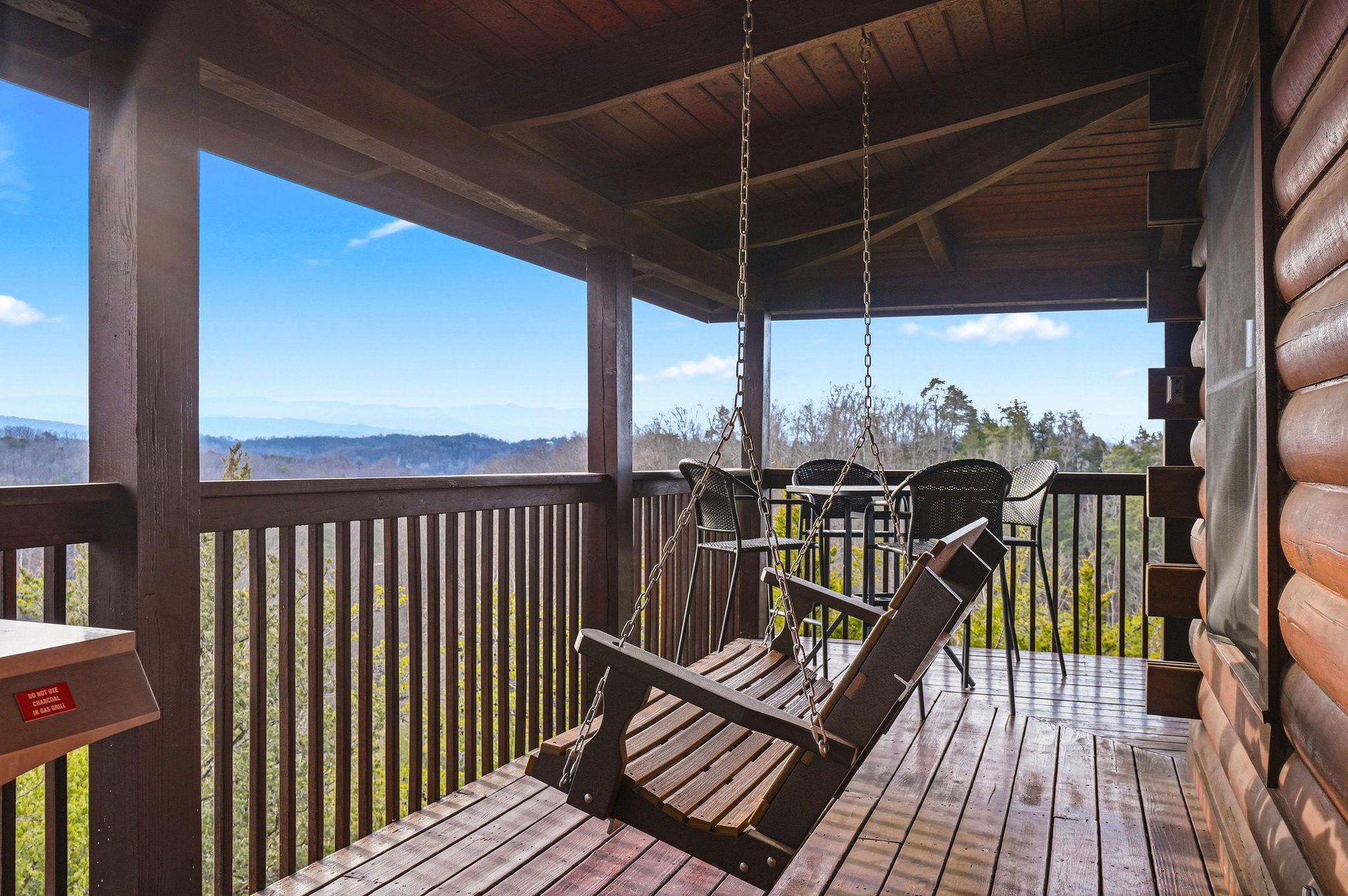 Sway gently in your private porch swing while soaking up breathtaking mountain views and crisp morning air.
