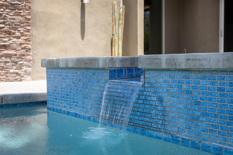 Pool spa with a soothing waterfall