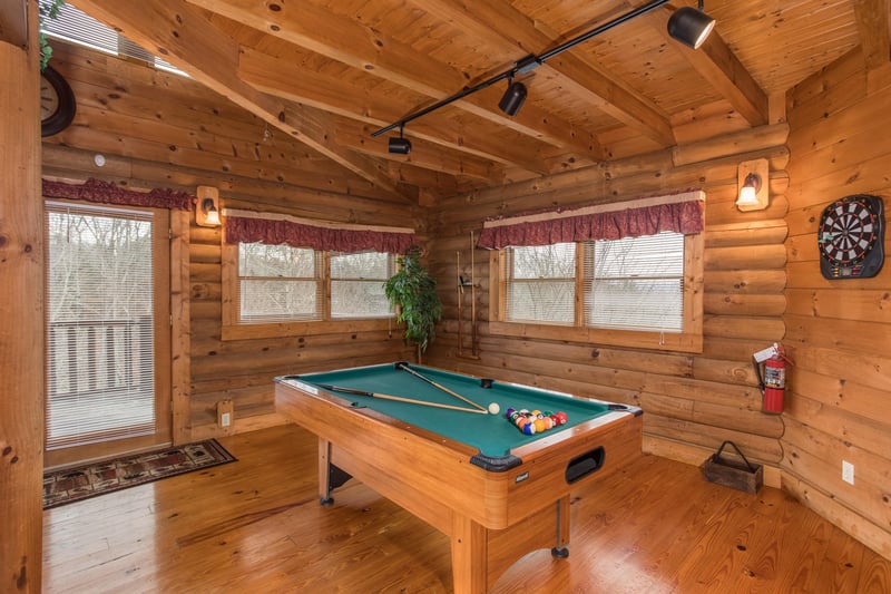 Pool table at Hanky Panky, a 1bedroom cabin rental located in Pigeon Forge