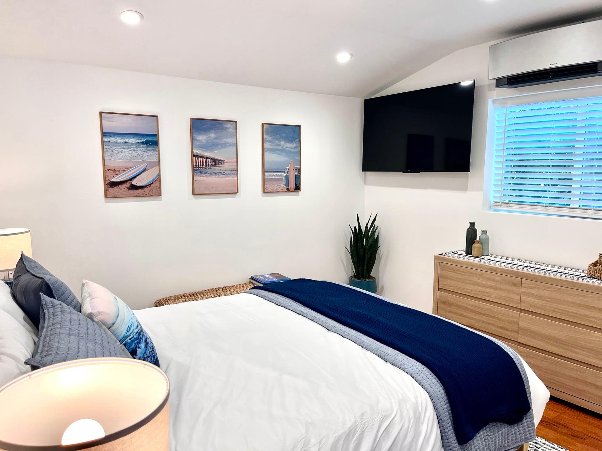 Bedroom 3 with Queen bed, TV and mini split AC