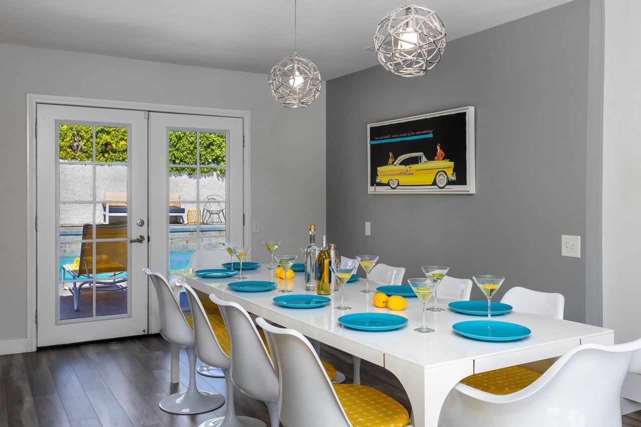 The bright dining area