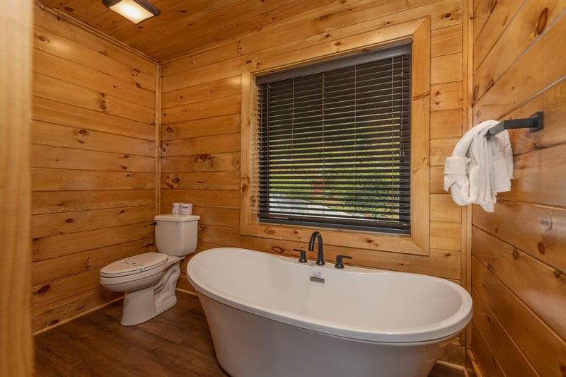 Soaker tub in a bathroom