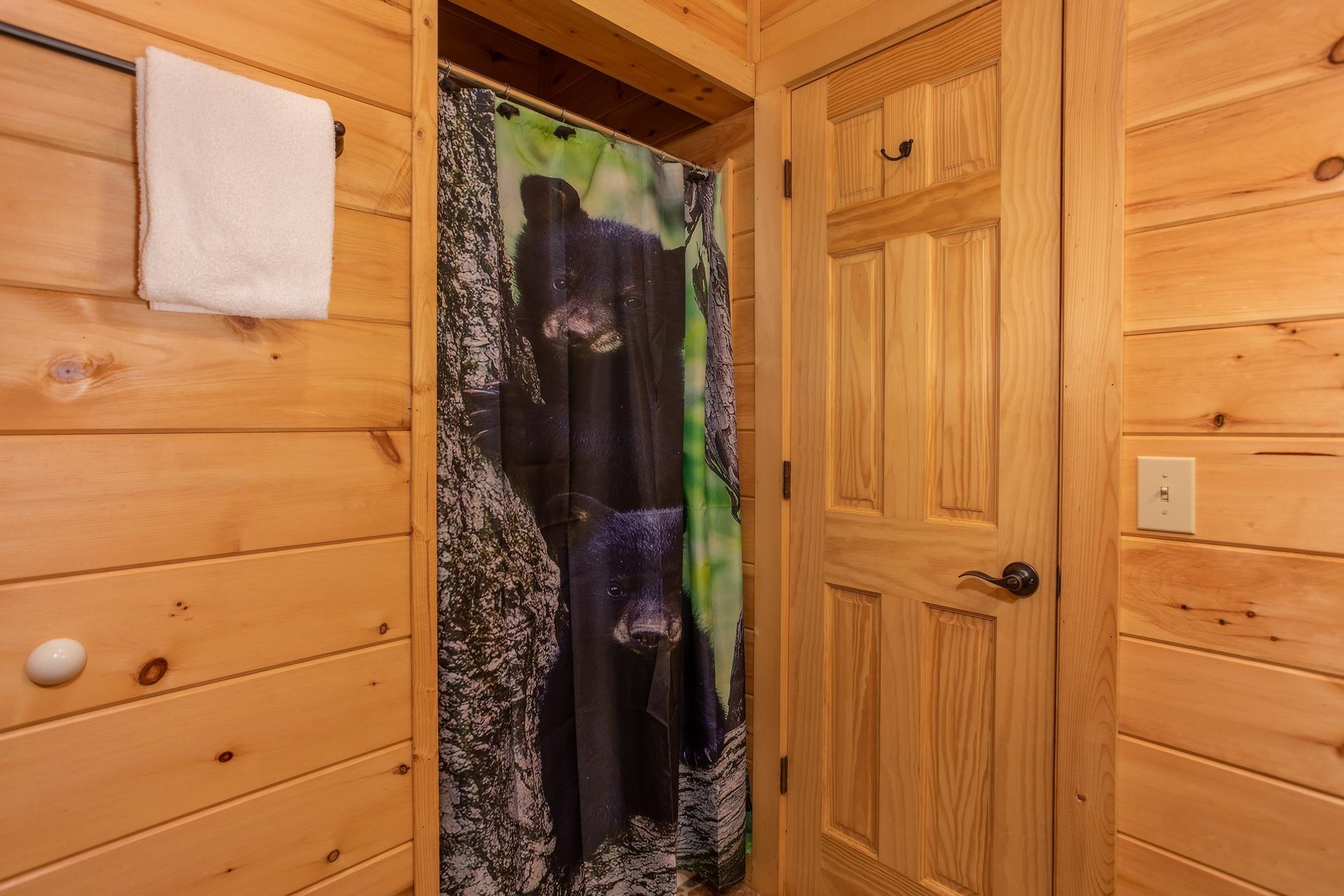 Walk in shower at Great View Lodge, a 5bedroom cabin rental located in Pigeon Forge