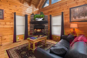 Fireplace and TV in a living room at Country Bears Getaway, a 3bedroom cabin rental located in Gatlinburg