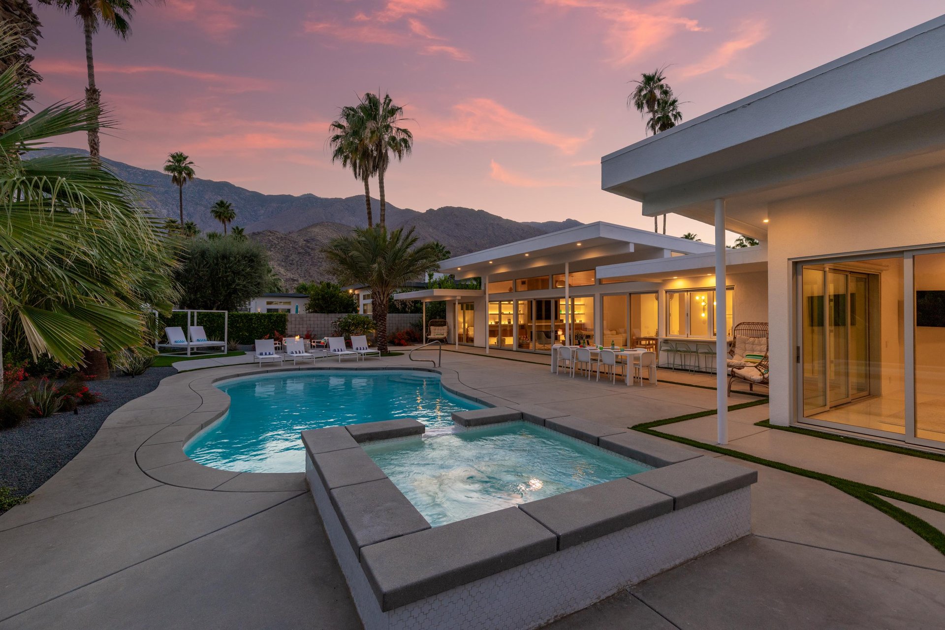 View of the Spa and Pool during sunset