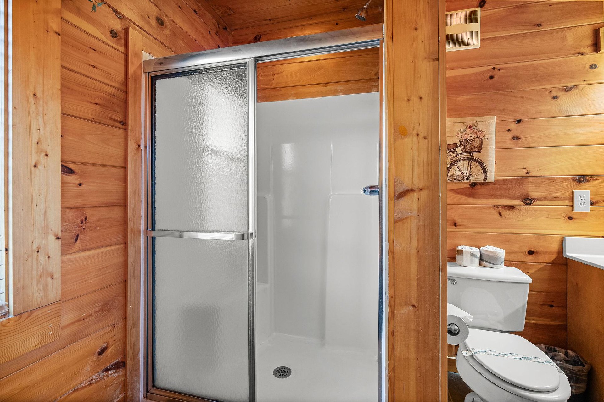 Bathroom with a shower at Mountain Mama, a 3 bedroom cabin rental located in Pigeon Forge