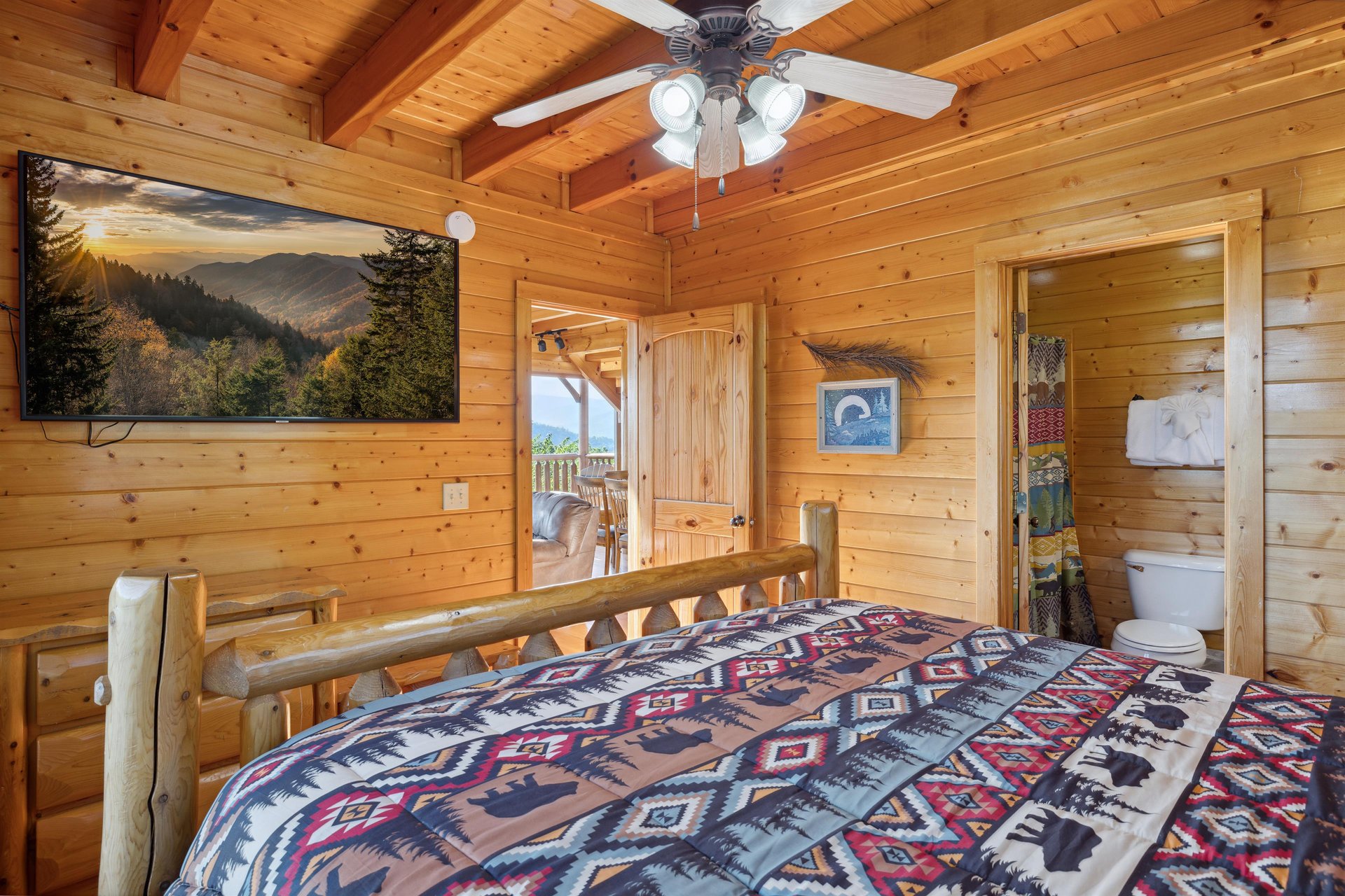 king bed with balcony access