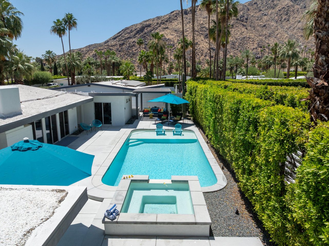 Aerial view of the backyard.