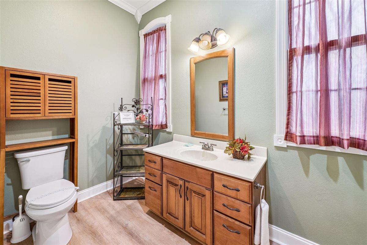 An additional half bath on the main level