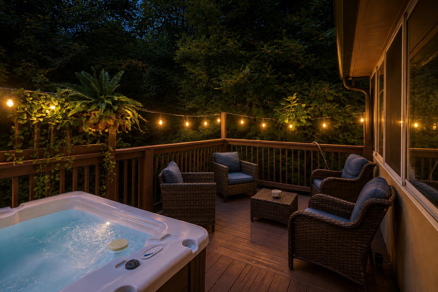 Hot tub  Seating Area at night