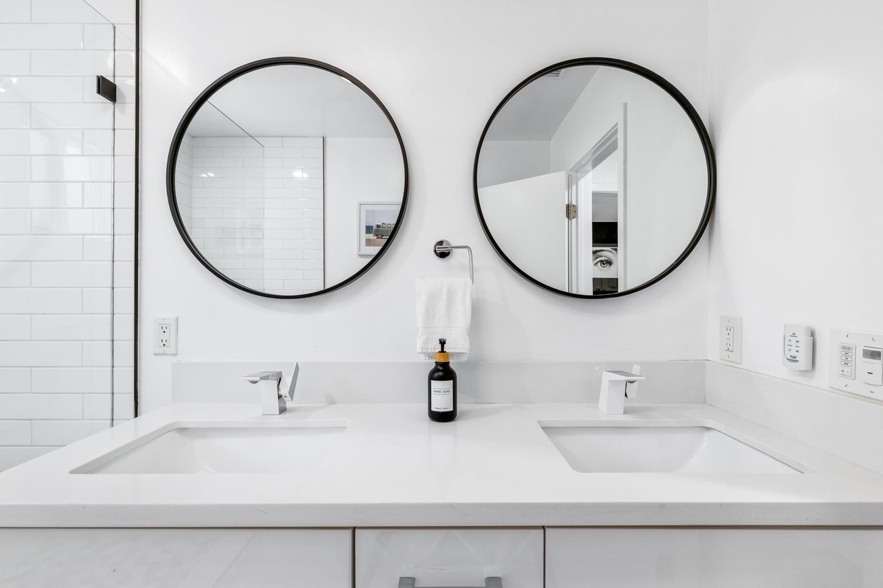 Primary bathroom with dual sinks