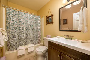 Bathroom at Liams Lookout, a 2 bedroom cabin rental located in Pigeon Forge