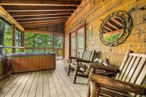back porch with hot tub