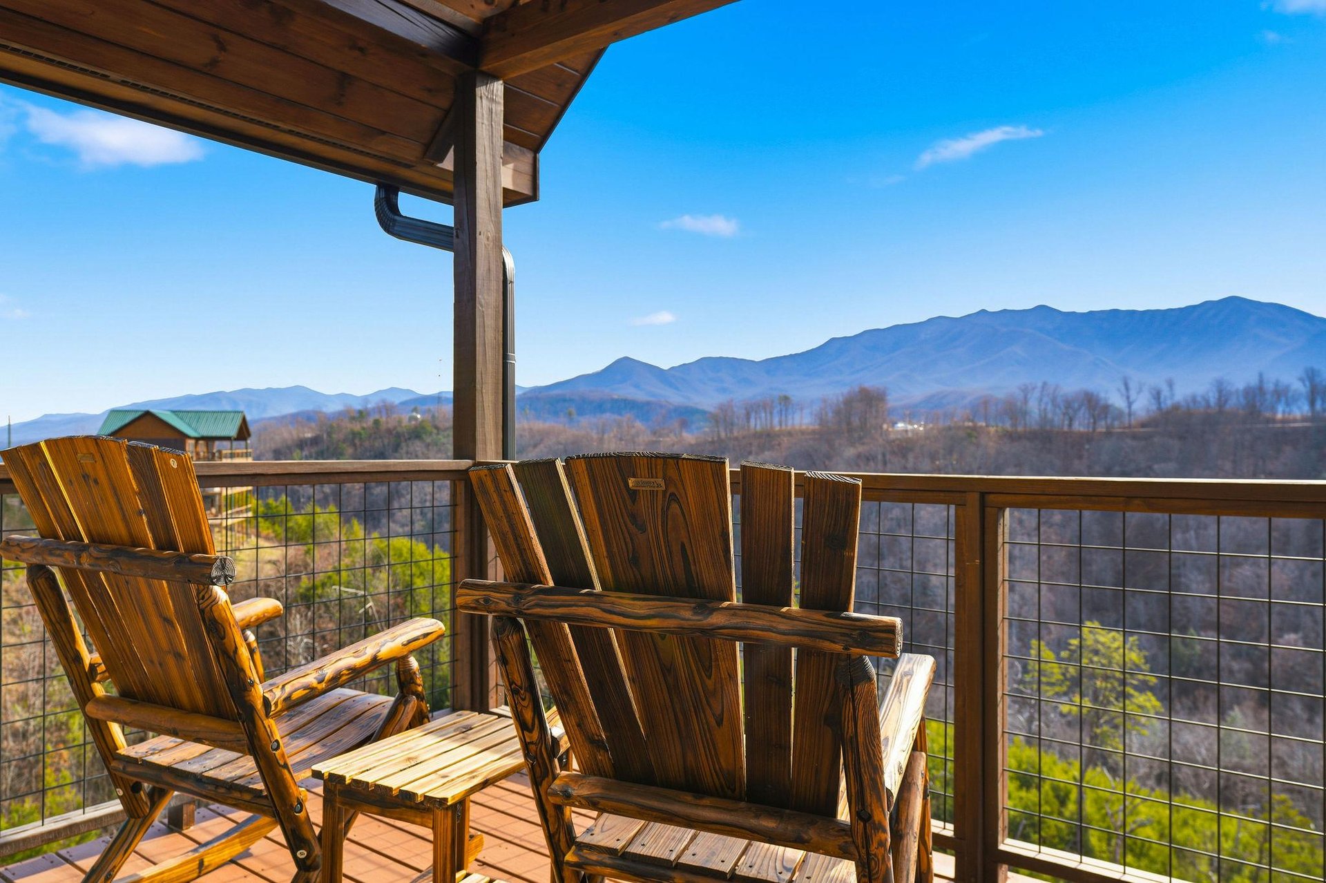 Sip your morning coffee in these handcrafted Adirondack chairs while soaking in breathtaking mountain views that stretch endlessly before you.