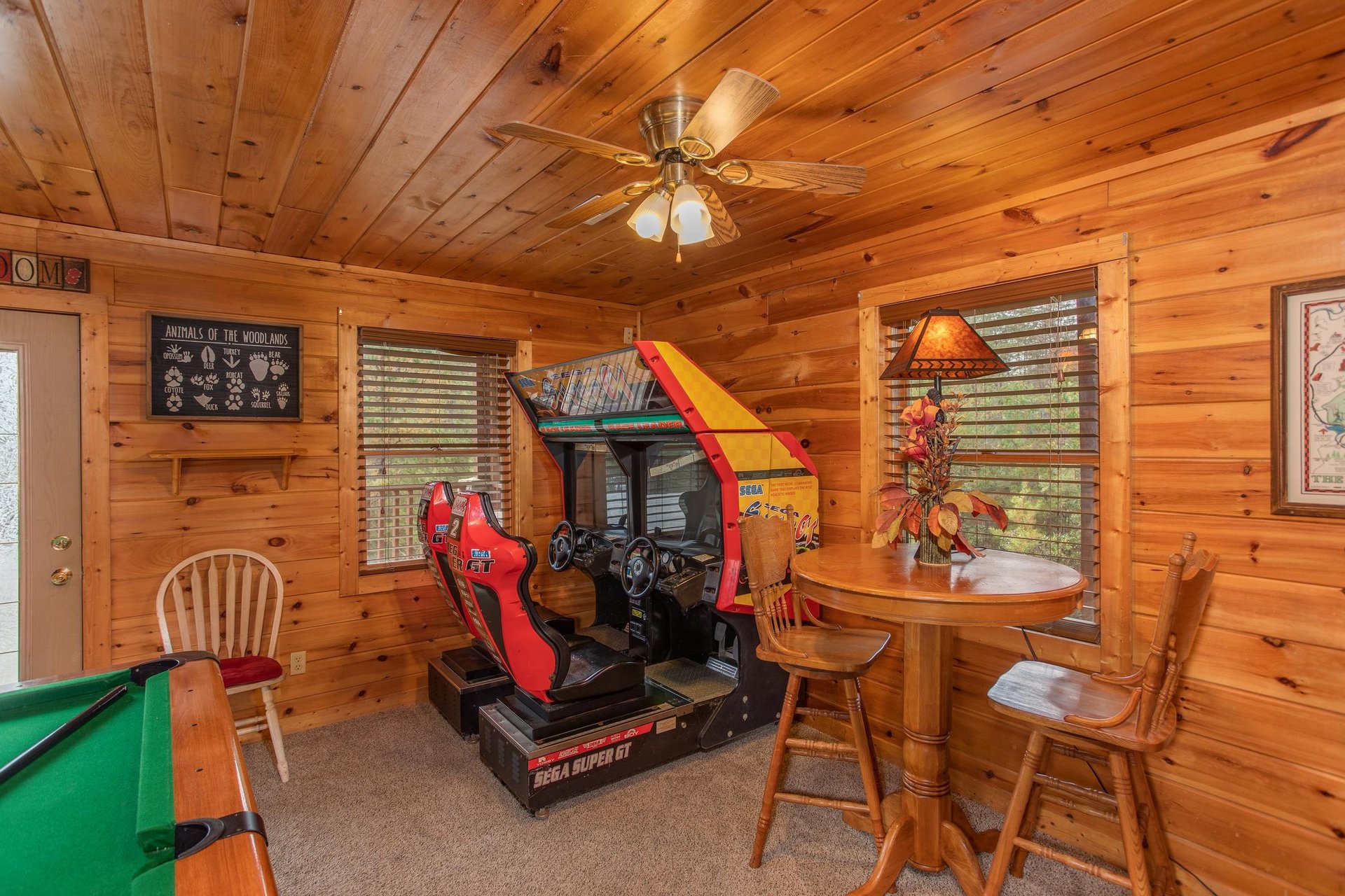Car racing game in the game room at Hibernation Station, a 3bedroom cabin rental located in Pigeon Forge