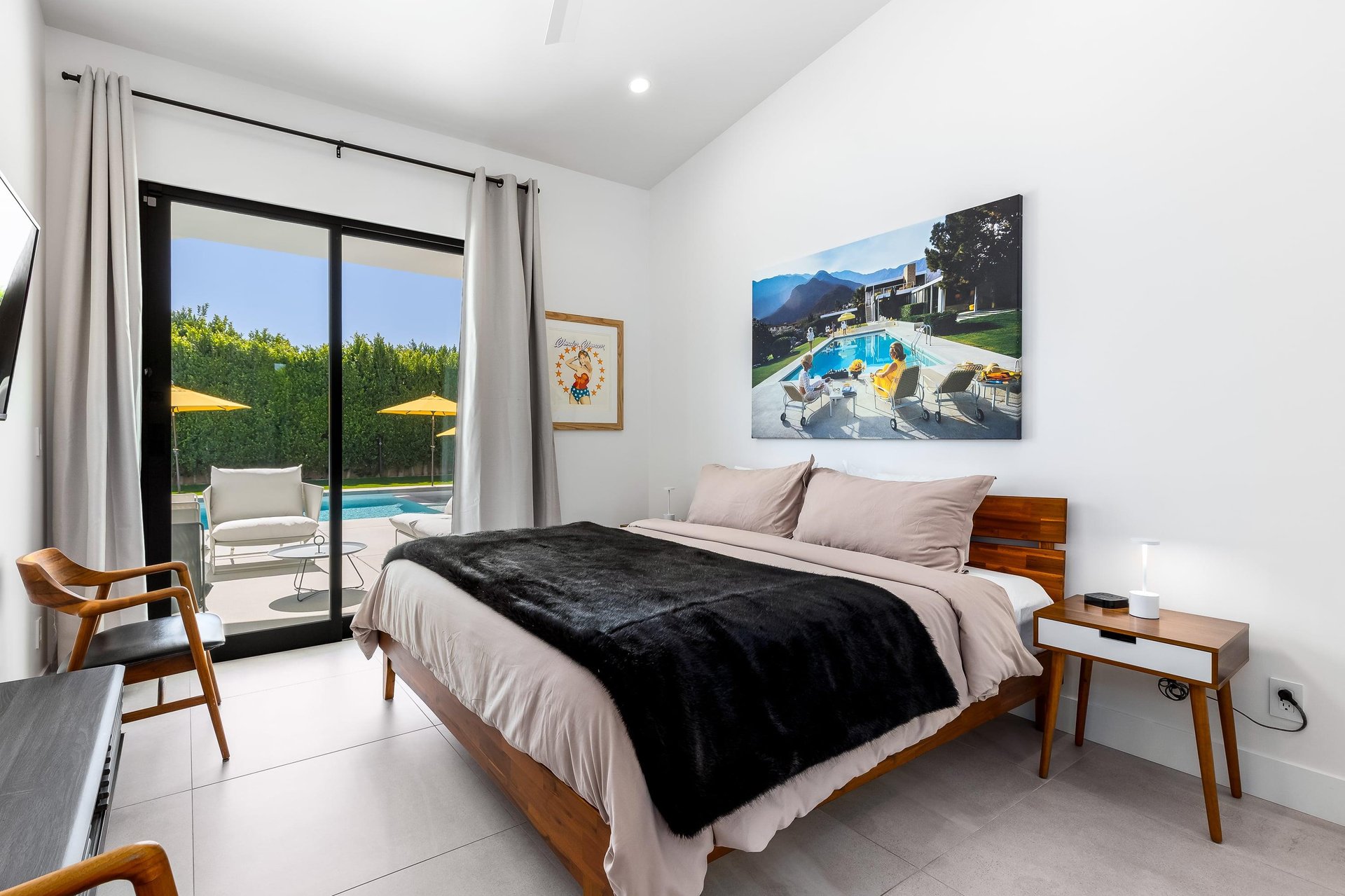 Easy patio access from this guest bedroom