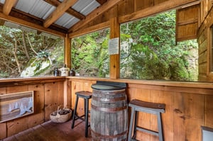 Barrel table with stools