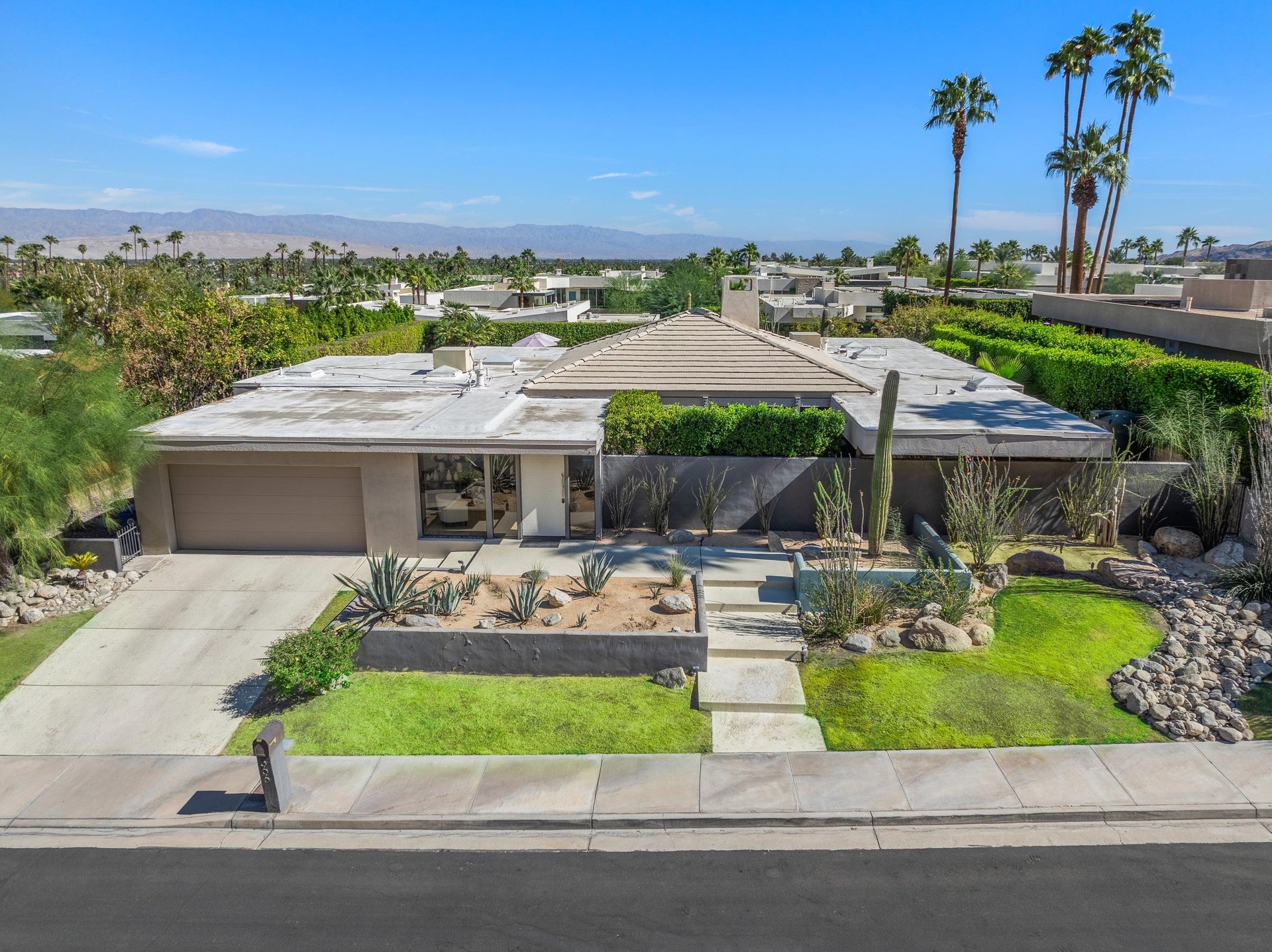 Aerial views of front yard