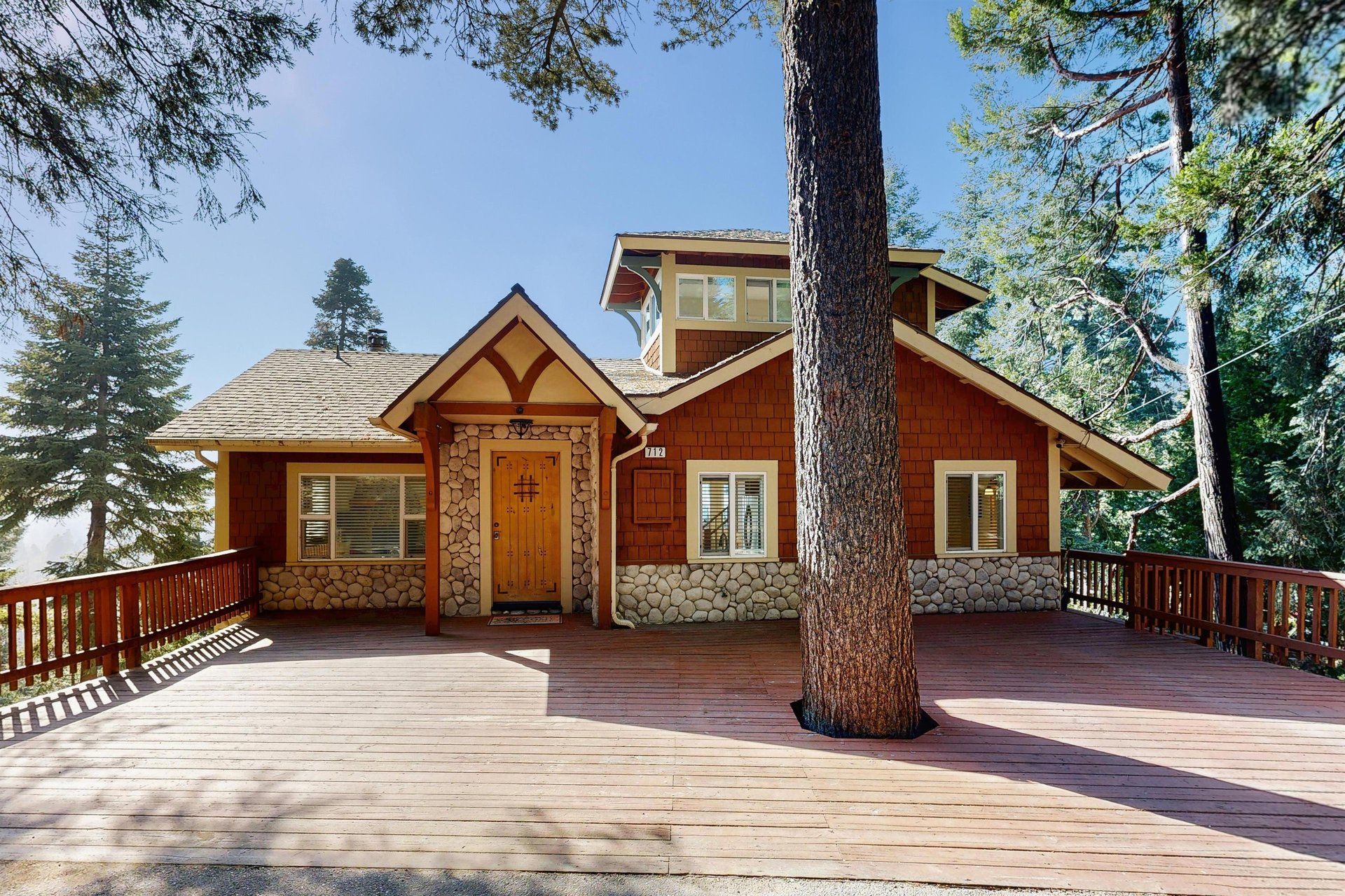 A 3 bedroom, 2.5 bathroom home located in Lake Arrowhead with 3 fireplaces, a large deck, beautiful views, and game room.