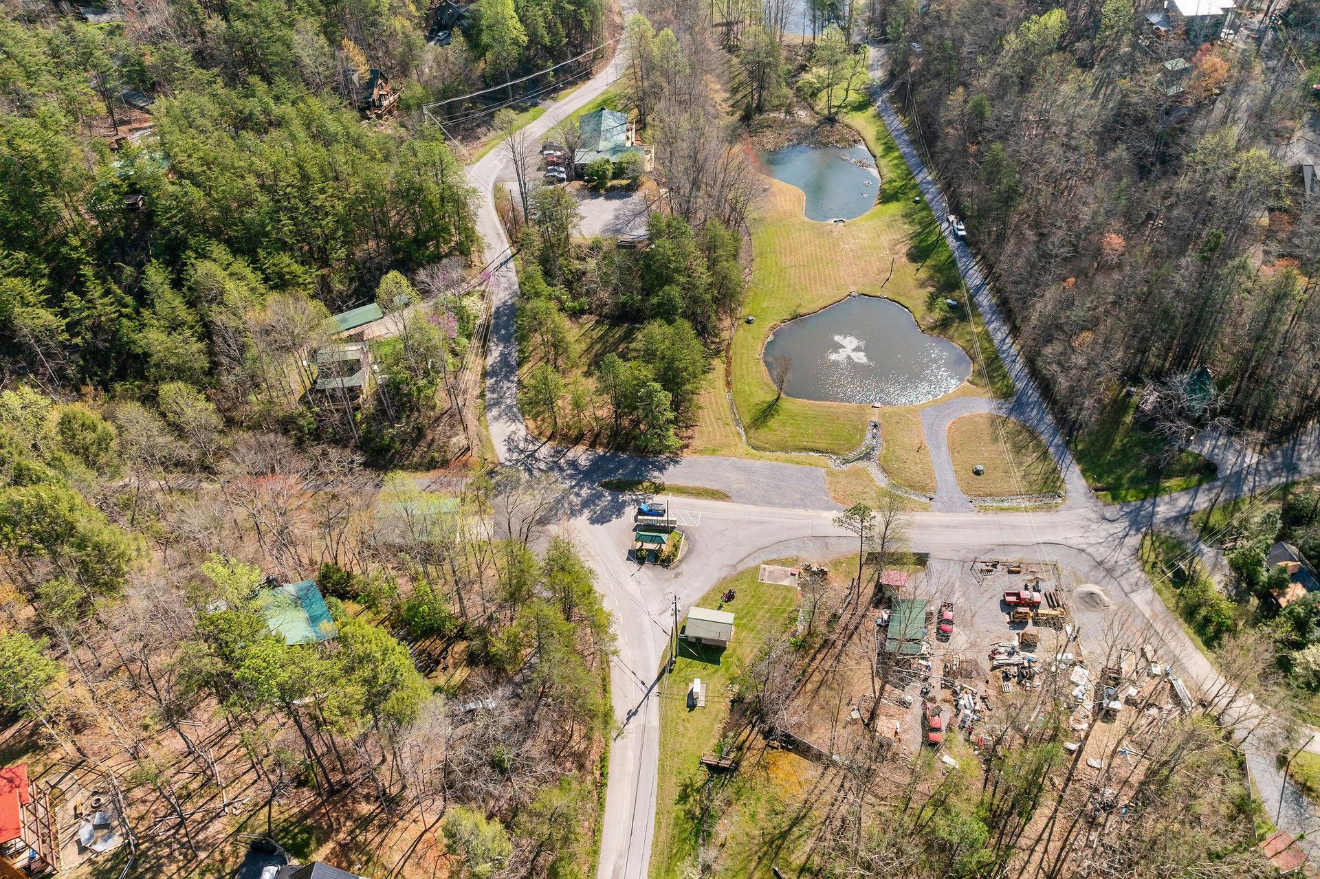 Aerial shot of Moonlit Mountain Lodge