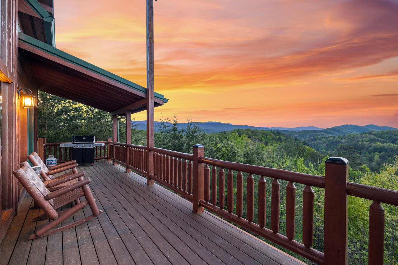 Deck with chairs and grill