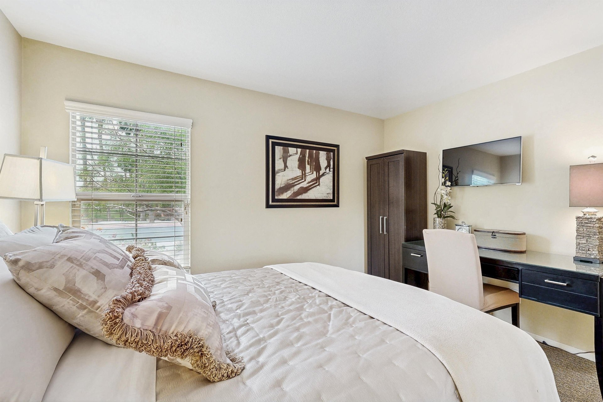 Complete with a queen size bed.