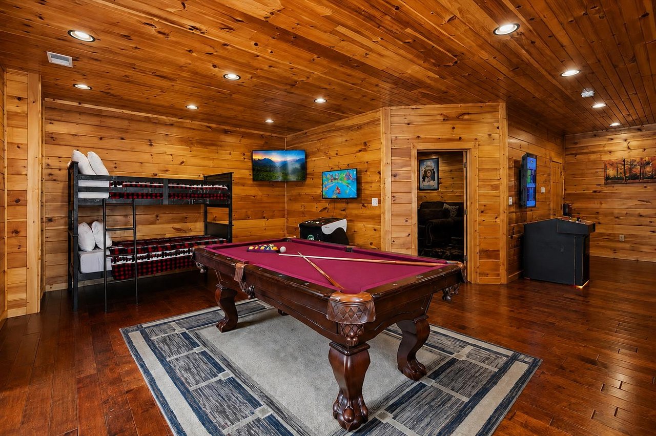 Game Room Pool Table, Golden Tee, Multi Arcade Game
