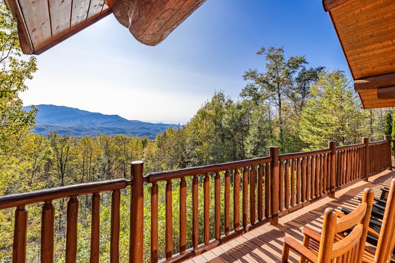 View from the upper deck at Grizzlys Den, a 5 bedroom cabin rental located in Gatlinburg