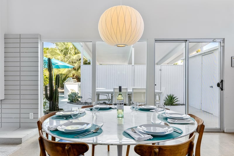 Dining table set for six