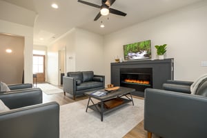 Living Room With Fireplace at Hickory Haven