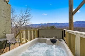 Hot tub looking over mountains