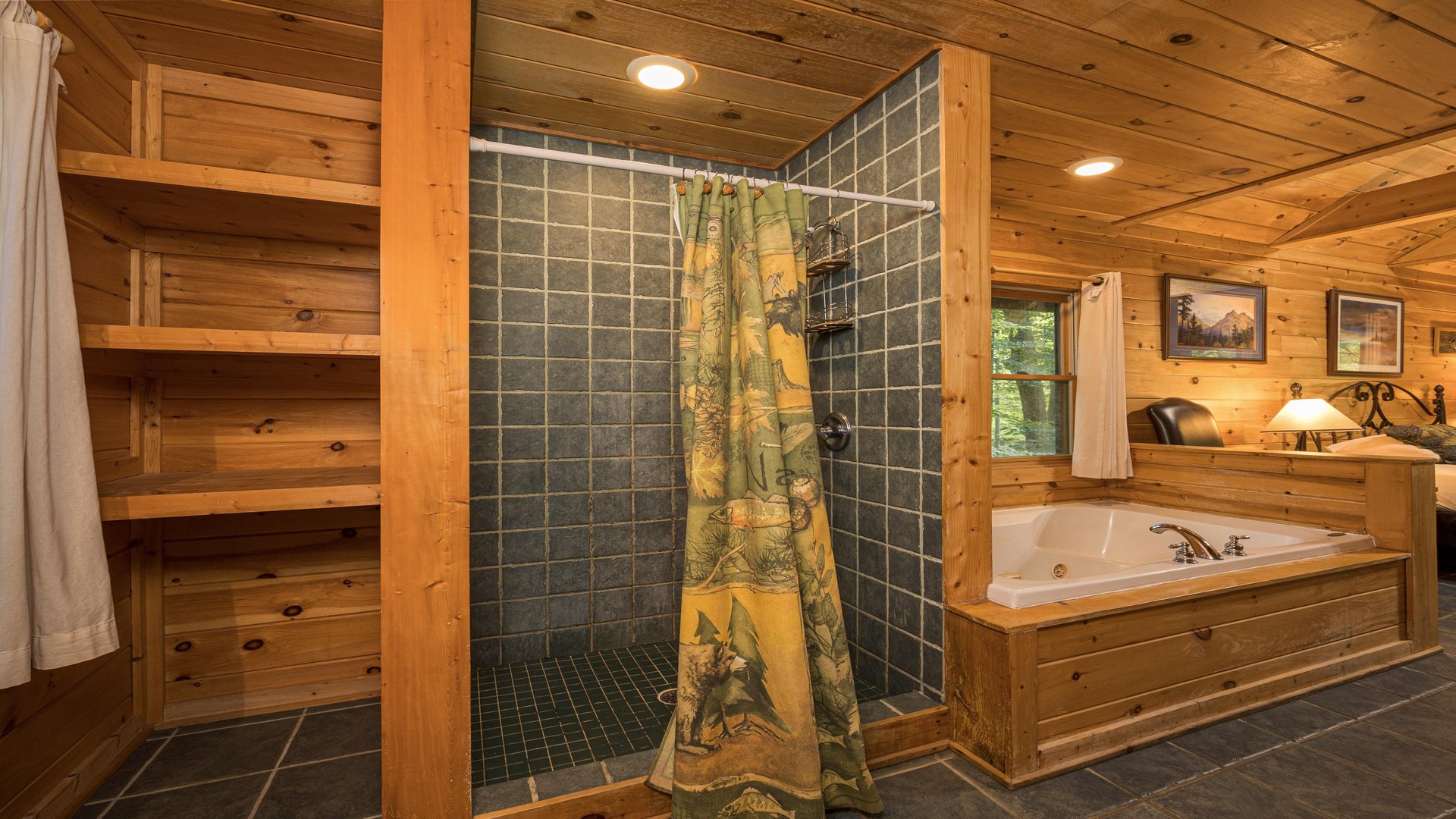 Tiled walk in shower