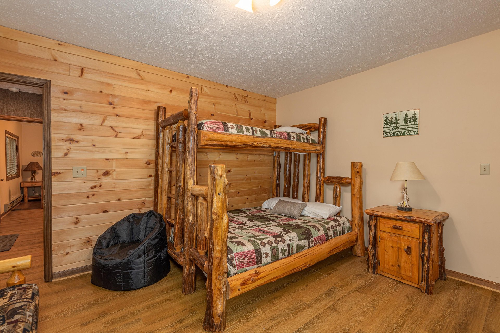Bunk bed in a bunk room at Cubs Crib, a 3 bedroom cabin rental located in Gatlinburg